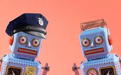 AI robots discussing constitutional frameworks